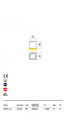 Plafoniera exterior Redo TEKO 90105 LED 6W h91 Ø 580lm 3000K IP65 Nedimabil Maro Inchis [1]