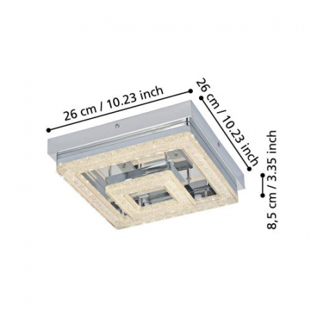 Plafonieră FRADELO 95659, LED;LED, 4X2W;1X3,5W, 3000K, 1250 lm, IP20, oțel, crom, plastic, sticlă, crom, transparent [2]