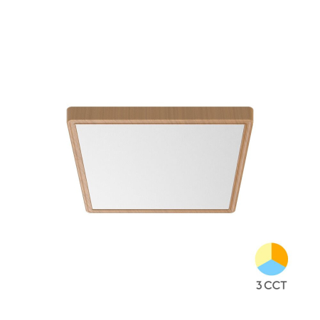 Plafoniere - Plafonieră LED 20W 1980lm IP20 Lemn 230x230 mm „3-în-1 Temperatură Reglabilă”
