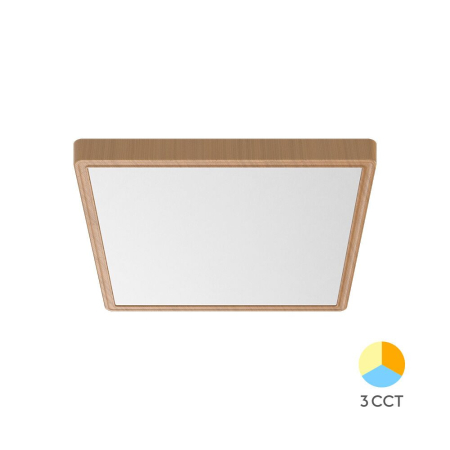 Plafoniere - Plafonieră LED 26W 2640lm IP20 Lemn 300x300 mm „3-în-1 Temperatură Reglabilă”