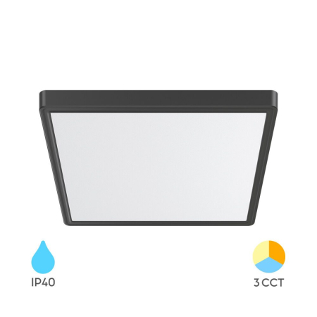 Plafoniere - Plafonieră LED 36W 2600lm IP40 Negru 400x400 mm „3-în-1 Temperatură Reglabilă”