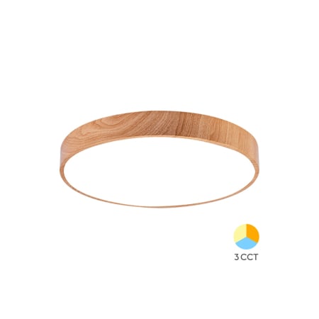 ILUMINAT - Plafonieră LED 36W 3680lm IP20 Lemn Ø400 mm 3-în-1 Temperatură Reglabilă