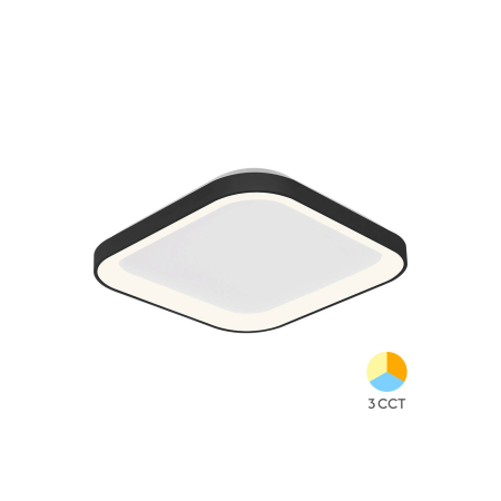 Plafoniere - Plafonieră LED 36W 4260lm IP20 Negru 480x480mm – 3-în-1 Temperatură Reglabilă