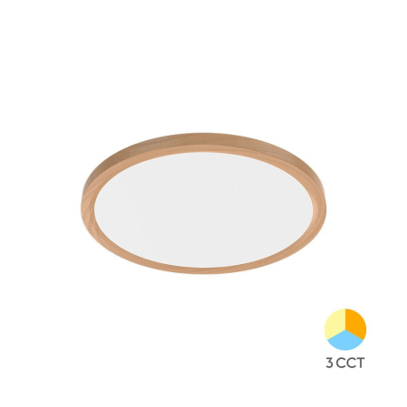 Plafoniere - Plafonieră LED 45W 4000lm IP40 Lemn Ø500 mm „3-în-1 Temperatură Reglabilă”