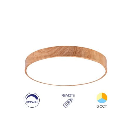 ILUMINAT - Plafonieră LED 45W 4650lm IP20 Lemn Ø500 mm 3-în-1 Temperatură Reglabilă