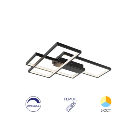 ILUMINAT - Plafonieră LED 65W 7150lm IP20 Negru 650x470 mm 3-în-1 Temperatură Reglabilă