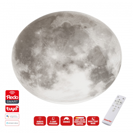 Moderne - Plafoniera LED Luna 04-531, 24W, 850lm, lumina calda / rece / RBG, telecomanda, dimabila, control Tuya, alba