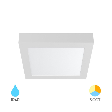 Moderne - Plafonieră LED Pătrată 18W 1760lm IP40 Alb 227x227 mm „3-în-1 Temperatură Reglabilă”