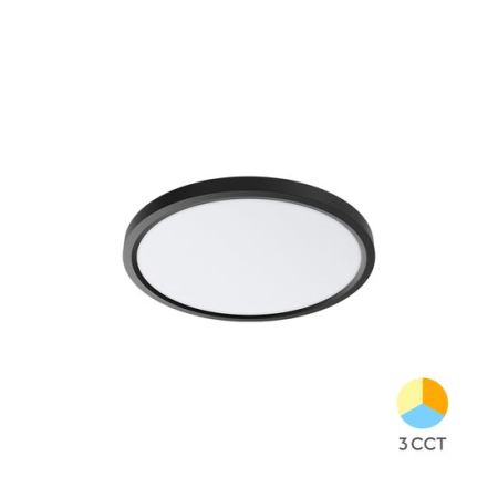 Moderne - Plafonieră LED Rotundă 20W 1600lm IP40 Negru Ø230mm  – 3-în-1 Temperatură Reglabilă