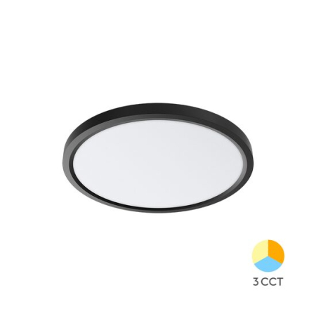 Plafoniere - Plafonieră LED Rotundă 26W 2100lm IP40 Negru Ø300mm 3-în-1 Temperatură Reglabilă