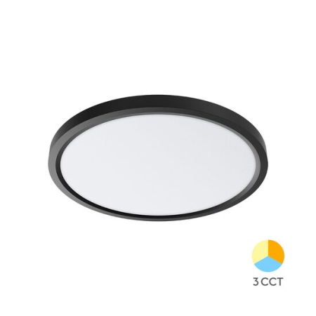 Plafoniere - Plafonieră LED Rotundă 36W 3200lm IP40 Negru Ø400mm  3-în-1 Temperatură Reglabilă