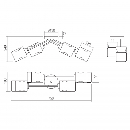 Plafoniera Merida 02-987, 4 x E14, aurie [1]