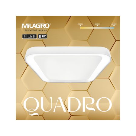 Plafoniera Milagro Quadro LED 38W 4000Lm 3000K/6000K 230V White Metal & Plastic IP20 [4]