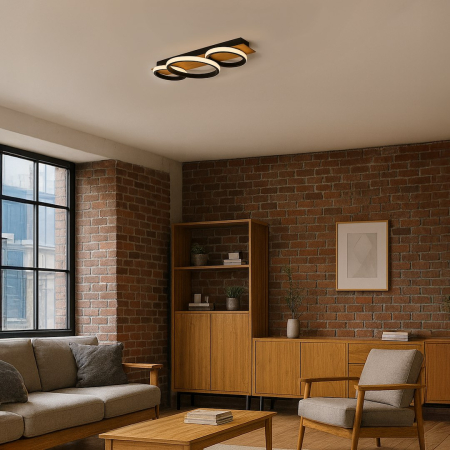 Plafoniera Milagro Rowena LED 18W 1030 lm 4000K 230V Black & Wood Metal IP20 [1]