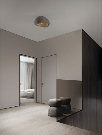 Plafoniera Nova Luce 9002677 AERE E27 1x12W  Polyurethane & Resin Stone Gray 400mm x 320mm IP20 [1]