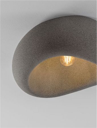 Plafoniera Nova Luce 9002679 AERE E27 1x12W  Polyurethane & Resin Stone Gray 500mm x 400mm IP20 [1]