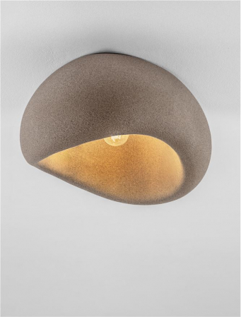 Plafoniera Nova Luce 9002680 AERE E27 1x12W  Polyurethane & Resin Stone Brown 500 x 400mm IP20 [4]
