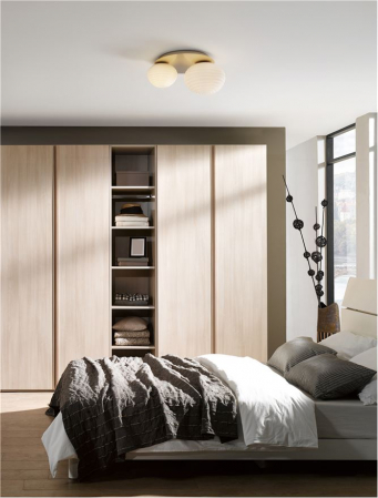 Plafoniera Nova Luce ALLEN E14 1x5W   Matt Gold Metal & Milky White Structured Glass IP20 [1]