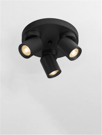 Moderne - Plafoniera Nova Luce AMECY 9011348 GU10 3x10W    Sandy Black Aluminium  IP20