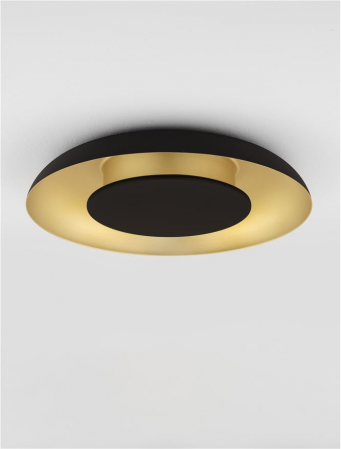 Plafoniera Nova Luce EPOS 9345706 Triac Dimmable Sandy Black & Brushed Gold Aluminium, Metal & Polycarbonate LED 24W 1482lm 2700K+4000K IP20 [1]