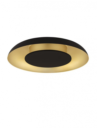 Moderne - Plafoniera Nova Luce EPOS 9345706 Triac Dimmable Sandy Black & Brushed Gold Aluminium, Metal & Polycarbonate LED 24W 1482lm 2700K+4000K IP20