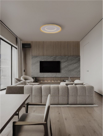 Plafoniera Nova Luce FIGIN 9248178 Dimmable by Remote Control CCT Sandy Gold Steel, Aluminium & Acrylic LED 49W 2771lm 2700K-5000K IP20 [1]