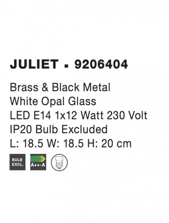 Plafoniera Nova Luce JULIET E14 1x5W   Brass & Black Metal White Opal Glass IP20 [4]