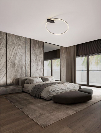 Plafoniera Nova Luce KIKLOS 9248174 Triac Dimmable Sandy Black Steel, Aluminium & Silicone LED 30W 1250lm 3000K IP20 [1]