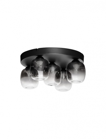 Plafoniere - Plafoniera Nova Luce KITA 9236210 Triac Dimmable Sandy Black Steel & Smoke Glass LED 28W 2222lm 3000K IP20