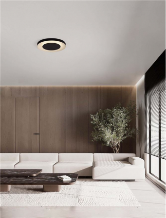 Plafoniera Nova Luce PADA 9345717 Triac Dimmable Sandy Black & White Metal & Acrylic LED 37W 2207lm 2700K+4000K IP20 [1]