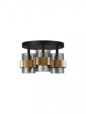 Moderne - Plafoniera Nova Luce SIANNA E27 3x12W   Smoky Glass Brass Gold Metal IP20