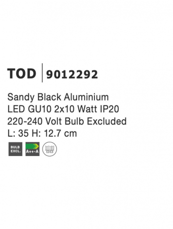 Plafoniera Nova Luce TOD GU10 2X10W   Sandy Black Aluminium  IP20 [7]