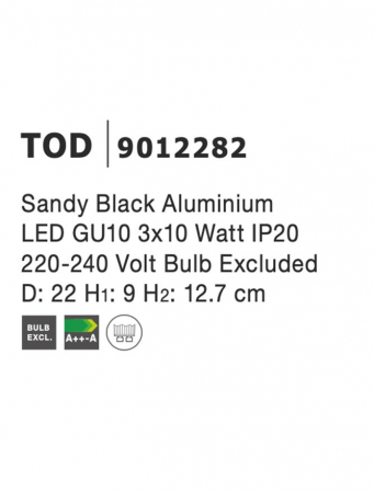 Plafoniera Nova Luce TOD GU10 3X10W   Sandy Black Aluminium  IP20 [7]