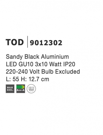 Plafoniera Nova Luce TOD GU10 3X10W   Sandy Black Aluminium  IP20 [6]