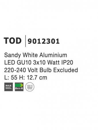 Plafoniera Nova Luce TOD GU10 3X10W   Sandy White Aluminium  IP20 [10]