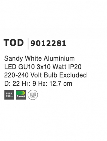 Plafoniera Nova Luce TOD GU10 3X10W   Sandy White Aluminium  IP20 [11]