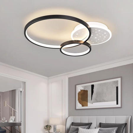 ILUMINAT INTERIOR - Plafoniera OEM LED integrat 108W 5000lm CCT (3000K+4000K+6500K) Metal+Acril Black  D450 x H90mm