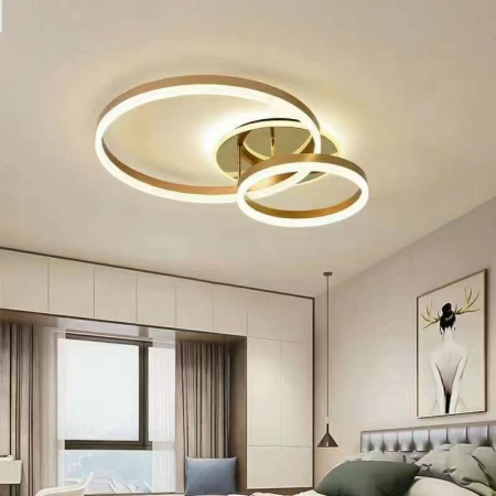 ILUMINAT - Plafoniera OEM LED integrat 120W 3500lm CCT (3000K+4000K+6500K) Metal+Acril Gold  640x H140 x 400 mm