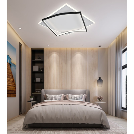 ILUMINAT - Plafoniera OEM LED integrat 142W 7000lm CCT (3000K+4000K+6500K) Metal+Acril Black  500 X 500 X H80mm