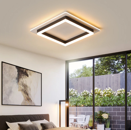 ILUMINAT INTERIOR - Plafoniera OEM LED integrat 41W 2000lm CCT (3000K+4000K+6500K) Metal+Acril Black  240x240x80mm