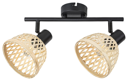 ILUMINAT - Plafoniera Rabalux Rattan E14 E14 2x MAX 15W   metal mat black stil industrial 230V, 50Hz IP20 3134