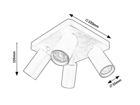 Plafoniera Rabalux Yorli GU10 4x MAX 7W  aluminiu plastic negru IP20 [1]