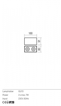 Plafoniera REDO CORINTH 01-3436 GU10 2x7W    Aluminiu Extrudat Negru Mat IP20 [1]