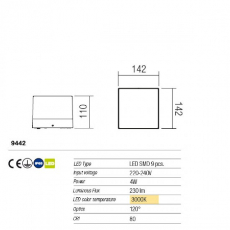 Plafoniera Redo CUBE 9442 Gri inchis LED 4W 230lm 3000K IP65 [1]