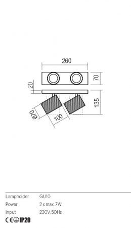 Plafoniera Redo DELPHI 01-3403 Negru Mat GU10 2x7W   IP20 [1]