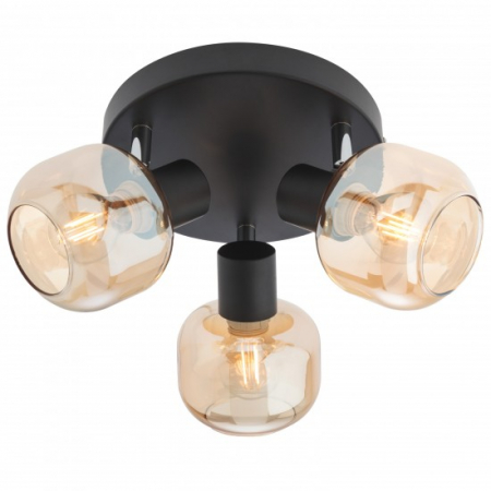 Moderne - Plafoniera Smarter Amber, negru mat, 3XE14, 04-485