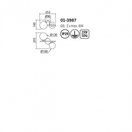Plafoniera Smarter Astra, negru mat, fumuriu degrade, 2XG9, L.25 cm, 01-3987 [1]