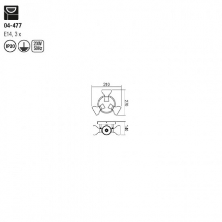 Plafoniera Smarter Bowie, auriu, 3XE14, 04-477 [1]