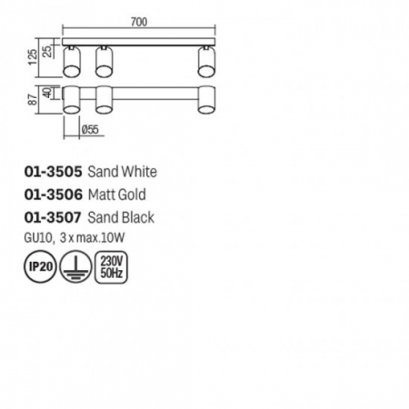 Plafoniera Smarter Modi, alb, 3XGU10, L.70 cm, 01-3505 [1]