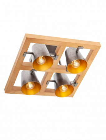 Moderne - Plafoniera Smarter Oaker, lemn, metal argintiu, 4XE14, L.39 cm, 01-3496